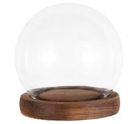 NUOBESTY Cloche en Verre Transparent pour Fleurs, Grand présentoir en Forme de Cloche avec Base en Bois, écrin pour Bouquet de mariée et Fleurs séchées