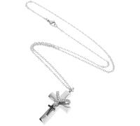 NUOBESTY Collier Urne Crémation Acier Inoxydable pour Cendres de Chien et Chat Pendentif Croix Symbolique avec Compartiment Souvenir Bijoux Mémoire Éternelle pour Hommes et Femmes