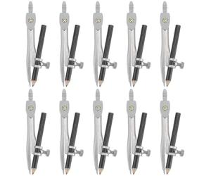 NUOBESTY Compas Professionnel En Métal Avec Crayon Et Boîtier De Rangement - Compas De Précision Pour Géométrie Support De Crayon Intégré Idéal Pour Étudiants Et Bureau 5.12X1.57X7.09 Pouces