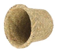 NUOBESTY Corbeille à Papiers Ménagère Tressée en Jonc de Mer Petite Poubelle Ronde S 15X12 CM Corbeille à Déchets Résistante à L'Usure Accessoire Pratique pour Bureau et Maison