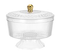 NUOBESTY Coupe à Fruits Transparente sur Pied avec Couvercle - Bol de Service à Apéritifs sur Pied - Présentoir à Desserts Transparent pour Centre de Table
