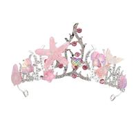 NUOBESTY Couronne de Coquillages Sirène Strass Scintillants, Bandeau Rose Sirène Taille Unique, Accessoire de Plage et Déco Anniversaire, Coiffure Festive pour Filles et Femmes