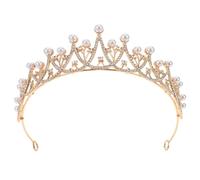 NUOBESTY Couronne de Mariage en Alliage Or Perles et Cristaux, Diadème Baroque Rétro Élégant pour Mariée, pour Fêtes D'anniversaire et Banquets Spéciaux