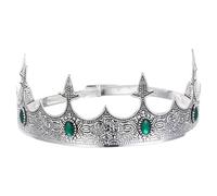 NUOBESTY Couronne Médiévale Réglable en Métal Couleur Argenté Ancien et Vert Accessoire Royal pour Fête et Anniversaire Couronne de Chevalier pour Homme et Femme Bandeau Décoratif