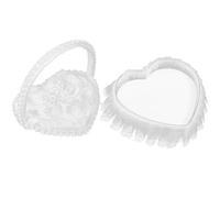 NUOBESTY Coussin pour Alliances de Mariage en Dentelle et Satin Mini Forme Cœur Romantique Porte-Alliances pour Cérémonie Intérieure et Extérieure Décoration Élégante pour Fête Nuptiale