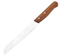 NUOBESTY Couteau à Dentelé en Acier Inoxydable Manche en Bois D'acacia Long, Facile à Nettoyer, pour Découper Toast et Cookies Lors Cuisson
