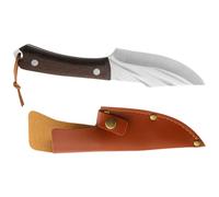 NUOBESTY Couteau à Viande Professionnel Multifonction en Acier Inoxydable avec Manche en Bois Antidérapant Couteau Portable pour Découpe de Viande Accessoire Cuisine avec Étui pour