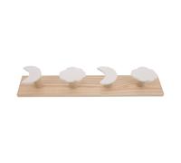 NUOBESTY Crochets Muraux en Bois Naturel, Patère Murale 4 Crochets Nuage et Lune, Accessoire de Rangement pour Salle de Bain et Chambre Bébé, Usage Enfants