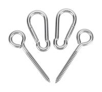 NUOBESTY Crochets pour Hamac et Balançoire en Acier Inoxydable, Kit 4 Pièces 8X115 MM, Fixation Plafond et Murale pour Chaise Suspendue et Anneaux de Gymnastique