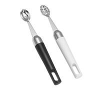 NUOBESTY Cuillères à Fruits en Acier Inoxydable 2 Pcs Lot 1 Cuillère Œuf Noire Abeille Blanche Vaisselle Maison Boule de Melon Ustensile Cuisine pour Découper Fruits et Desserts