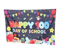 NUOBESTY Décor Toile de Fond Photo 100 Jours D'école 150x100 Cm Tissu Polyester pour Fête Scolaire Arrière-Plan Mural pour Photographie et Événements Éducatifs