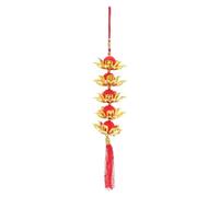 NUOBESTY Décoration Nouvel an Chinois Lanternes Lotus Rouges avec Pompons Ornement Suspendu Traditionnel pour Fêtes Mariages et Bureaux Lanternes