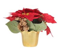 NUOBESTY Décoration Végétale Artificielle de Noël en Pot Rouge 7 Têtes Bonsaï Artificiel Réaliste Pommes de Pin Ornement de Fête pour Table Intérieur et Extérieur Accessoires