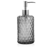 NUOBESTY Distributeur de Savonnette à Pompe en Verre 500 ML Flacon Rechargeable Gris avec Bouchon Argenté Flacon Distributeur de Shampoing et Gel pour Salle de Bain Cuisine