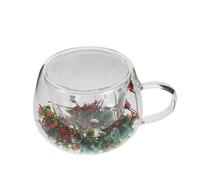 NUOBESTY Double Layer Glass Mug With Dried Flowers Insulated Borosilicate Glass Cup For Camping Tea Latte And Espresso Heat Resistant And Decorative