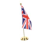 NUOBESTY Drapeau de Bureau Britannique avec Mât Métal pour Décoration de Table de Conférence Internationale