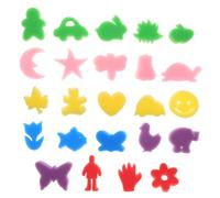NUOBESTY Ensemble 24 Pièces Brosse à Rouleau Éponge Éponges Animales Formes D'éponge d'art Éponge à Peinture Numérotée Timbres d'animaux Éponge Jaune Formes D'éponge pour Les Enfants