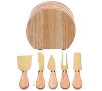 NUOBESTY Ensemble Couteaux à Fromage en Acier Inoxydable 4 Pièces Socle en Bois D’Olivier Ustensiles Professionnels pour Trancher Tartiner et Servir Accessoires la Cuisine pour Plateau