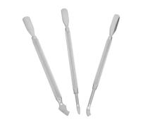 NUOBESTY Ensemble de 3 Outils Repousse-Cuticules Double Face en Acier Inoxydable Argenté - Lame Spatule Lame Bêche et Pointe Fine - pour Manucure et Pédicure Professionnelle - Prise en