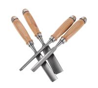 NUOBESTY Ensemble de 4 Ciseaux à Bois en Acier au Chrome-Vanadium Manches en Bois de Hêtre Lames Demi-Rondes de 6/12/18/24 MM Outil Multifonction pour Sculpture Menuiserie et Travaux de