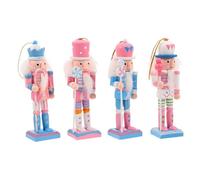 NUOBESTY Ensemble de 4 Figurines Casse-Noisette en Bois Pastel à Suspendre et Poser Décoration de Noël Traditionnelle Ornements Festifs pour Sapin Table et Cheminée Soldats Décoratifs