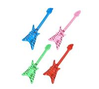 NUOBESTY Ensemble de 4 Guitares Gonflables Rock Multicolores 60 Cm, Accessoires de Fête Musicaux Gonflables pour Soirées à Thème Années 80, Décoration Légère et Couleur Couleur Aléatoire