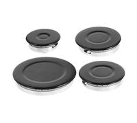 NUOBESTY Ensemble de Bouchons de Brûleur à Gaz Concaves 2334, Acier et Aluminium, Noir, Compatible Cuisinières à Gaz, Accessoires pour Cuisson Sécurisée et Rapide, Kit de Rechange