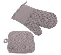 NUOBESTY Ensemble de Maniques et Tapis Cuisine en Silicone Gris Résistants à la Chaleur 30 CM Mitaines Anti-Brûlure Lavables Protection Poignet pour Four et Cuisson Ménagère