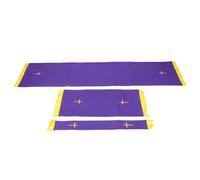 NUOBESTY Ensemble de Paramètres Réversibles pour Église 3 Pièces Vert et Violet, Chemin de Table Liturgique avec Marque-page Brodé Croix Dorée, Accessoires de Chaire et Linge D'autel