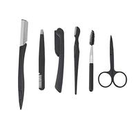 NUOBESTY Ensemble de Rasoirs pour Sourcils 6 Pièces Acier Inoxydable Pliable Noir Kit de Taille Multifonction Voyage Peigne Brosse Épilateur pour Femmes
