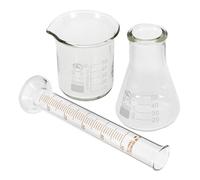 NUOBESTY Ensemble de Verrerie de Laboratoire en Verre Solide 50 Ml - Bécher Gradué Fiole Conique Erlenmeyer et Éprouvette Cylindrique - Kit Scientifique pour Mesures Précises en Chimie et