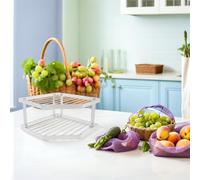 NUOBESTY Étagère D’Angle pour Comptoir Cuisine Métallique Blanche 2 Niveaux 34X12 CM Organisateur D’Angle Gain de Place pour Casseroles et Poêles Rangement Optimisé Plan de Travail