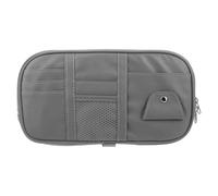 NUOBESTY Étui à lunettes de soleil pour voiture, organisateur de pare-soleil, pochette de rangement multipoches en PU avec fermeture éclair et porte-cartes, accessoires intérieurs pour camions et