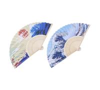 NUOBESTY Éventail Décoratif Japonerie En Bambou 2 Pièces Motif Fuji Et Vague Papier Accessoire Sashimi Élégant Pour Décoration Assiette Repas Fête