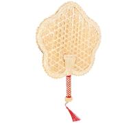 NUOBESTY Éventail Main Tissé Naturel Paille Ventilateur Portable pour Mariage Décor Bohème et Rafraîchissement Extérieur