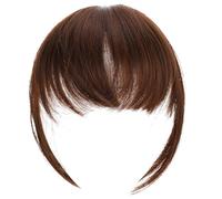 NUOBESTY Fausse Frange à Clips Tempes Extensions de Cheveux Synthétiques Douces et Hypoallergéniques Postiche Léger Couleur Châtain Clair pour Femme et Usage Quotidien