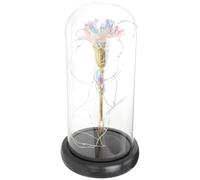 NUOBESTY Fleur Éternelle Fête des Mères en Verre Œillet Préservé Décoration de Bureau Compacte Ornement Floral sous Cloche en Verre Présent Original sans Batterie Ornement Décoratif