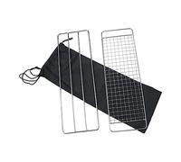 NUOBESTY Grille De Barbecue en Acier Inoxydable 3 Pièces - Set Cuisson Camping Grille, Support Et Paquet Noir - Résistant à La Chaleur, Répartition Uniforme Et Sécurité des Mains