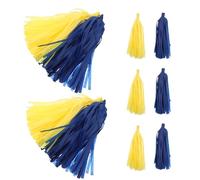 NUOBESTY Guirlande de 10 Pompons en Papier de Soie Jaune et Bleu Marine Décoration Suspendue à Franges pour Fête Mariage Anniversaire Décoration Murale Légère et Portable