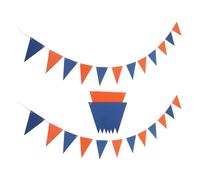 NUOBESTY Guirlande de Fanions en Papier Bleu et Orange 12 Fanions Triangulaires par Banderole Lot de 3 Banderoles pour Décoration de Fête D’Anniversaire Carnaval et Événements