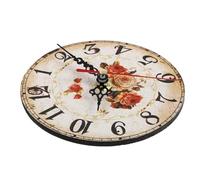 NUOBESTY Horloge de Bureau Silencieuse Rétro en Bois MDF Petite Taille, Décoration Intérieure Classique pour Salon et Chambre, Ornement D'horloge Décorative et Fonction Quartz Précis