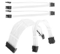 NUOBESTY Kit 4 Pcs Rallonges Câbles Alimentation PC 20 Cm Blanc Compatible ATX Clips Organisateur Câbles