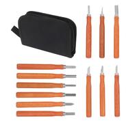 NUOBESTY Kit D’outils de Sculpture sur Bois 12 Pièces avec Manche Imitation Palissandre, Lames en Acier Haute Résistance, Trousse de Rangement Zippée, pour Travail du Bois, Gravure