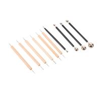 NUOBESTY Kit D’Outils de Travail de L’Argile Acier Inoxydable | Double Extrémité, Pointes Métalliques Arrondies, Manche en Bois, Étui Pratique pour Atelier