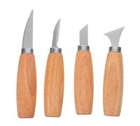 NUOBESTY Kit de 4 outils de sculpture sur bois - Outils de travail du bois avec manche en - Couteaux à sculpter manuels pour projets de bricolage et de sculpture à domicile