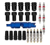 NUOBESTY Kit de Bouchons de Valve de Vélo, Outils de Démontage | Adaptateur pour Valves de Roue, Aluminium et Cuivre, Convertit les Valves, Protège le Noyau la Saleté