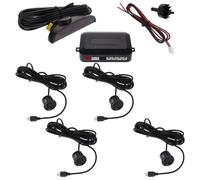 NUOBESTY Kit de Capteurs de Stationnement Voiture 4 de Recul Noir Avertissement Vocal, Système D’Alarme Parking Précis pour Véhicules, Assistance Sécurité Stationnement Automobile