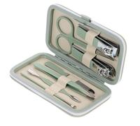 NUOBESTY Kit de Manucure Multifonction 7 Pièces en Acier Inoxydable Couleur Vert Matcha Ensemble de Pédicure Portable Accessoires Professionnels pour Soins des Ongles à Domicile