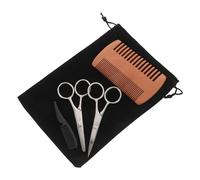 NUOBESTY Kit de Soin Barbe Homme Ciseaux Pointus Tondeuse Nez Arrondie Peigne Bois Double Face Peigne Plastique Voyage