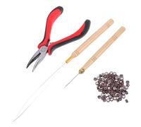 NUOBESTY Kit Extension de Cheveux avec Micro Anneaux Silicone Outil Complet pour Pose de Perles Pince Rouge et Crochet Adapté Aux Perruques et Coiffures Naturelles Portable pour Voyage